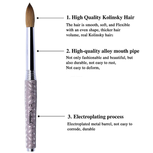 Pinceau à ongles en acrylique 100% Kolinsky, taille 18 22 24, manche en métal, OEM ODM, pinceau professionnel pour artiste ongulaire, poudre, salon - Product Image 6