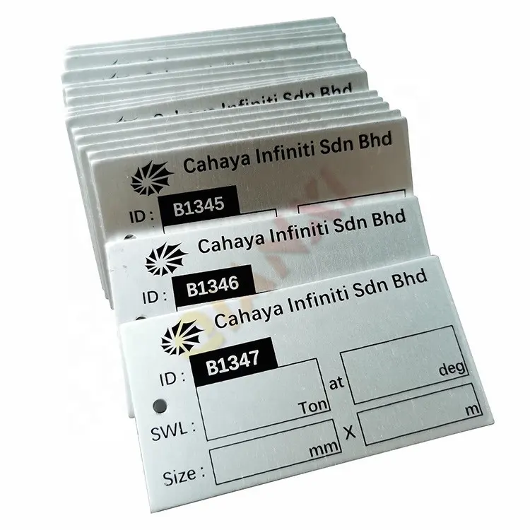 Nomor seri logam pelat baja tahan karat tag kode kode Qr label aset Aluminium