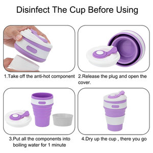 OKOLAY Non-Toxic Bpa Free Silicone Sippy Spill Proof Collapsible Silicone Coffee <strong>Cups</strong> with <strong>Cup</strong> Lid - Product Image 6