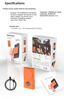Batterie externe magnétique portable 10000 mAh avec chargeur sans fil, télécommande Bluetooth pour déclencheur d'appareil photo et support de téléphone pour créateurs de contenu
