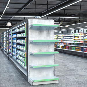 Maßgefertigte Stahl-Gondelregale im modernen Design für Supermärkte, leichte Ausführung für Lebensmittelgeschäfte - Product Image 1