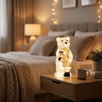 Figurine d'ours polaire en acrylique avec lumières LED blanches pour décoration extérieure de Noël, anniversaire ou maison