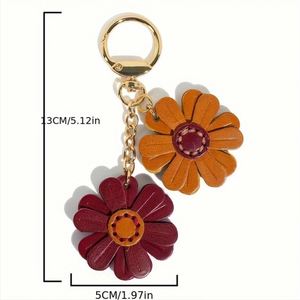 Elegant Design Flower Keychain Classic PU Leather Floral Bag <b>Charm</b> Creative New KeyChain Bag Pendant Purse <b>Keyring</b> - Product Image 4