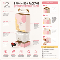 Sac en plastique Bag-in-Box 3L 5L 10L de qualité alimentaire avec valve pour eau potable, vin, jus, lait, bec verseur, imprimé en héliogravure, recyclable