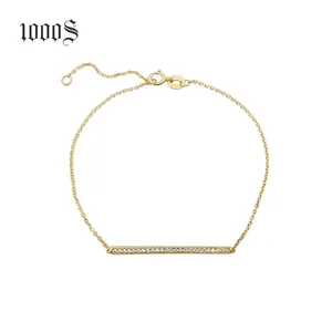 Chất Lượng Hàng Đầu Thời Trang Pave CZ Bar Bracelet Đối Với 9K Real Gold Bracelet Phụ Nữ