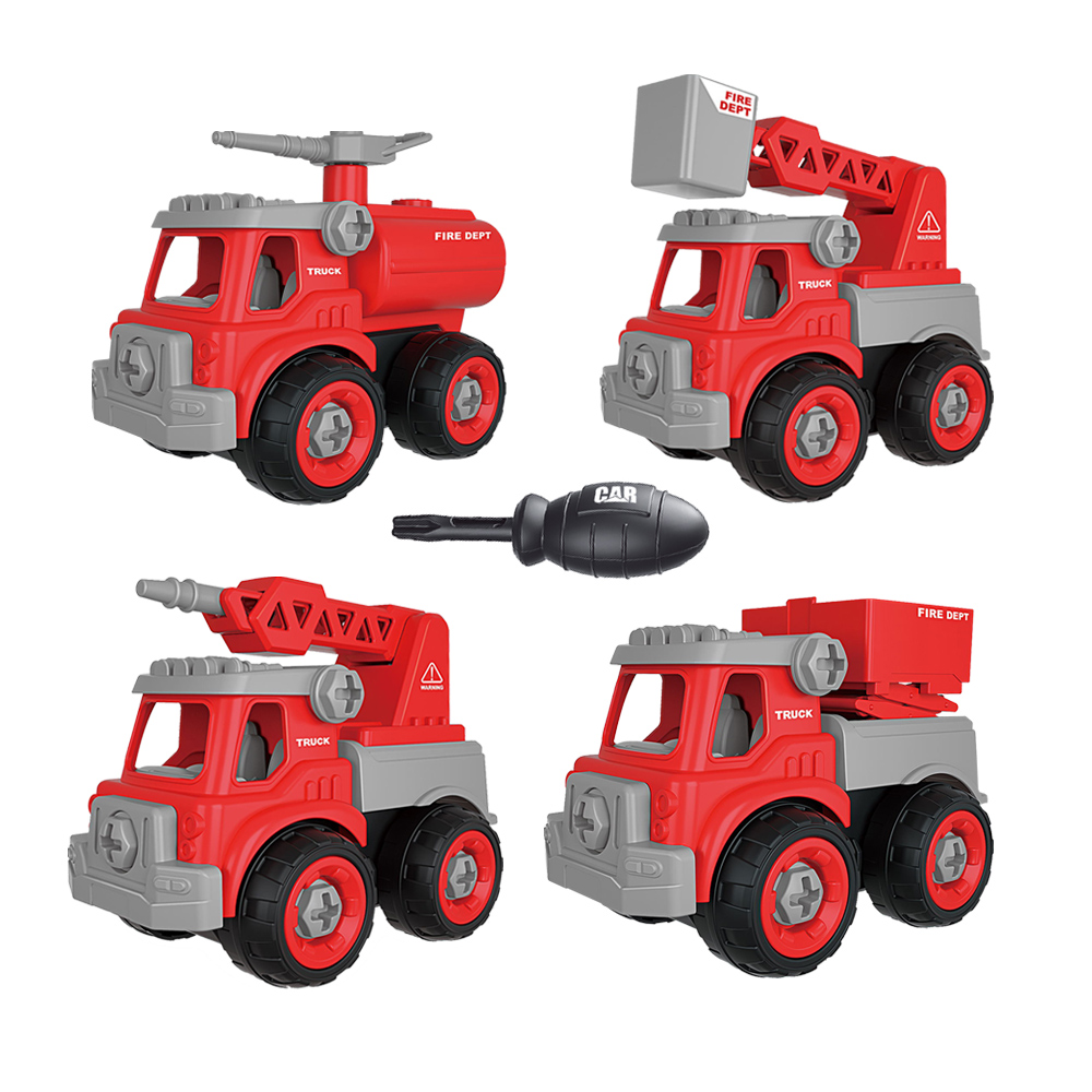 Dropshipping Kids Plastic Construction Vehicle Sets Fire Truck Assembled Engineering Vehicle Toys