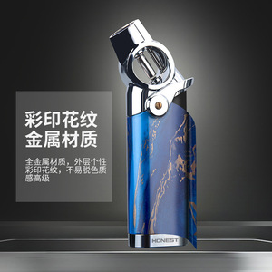 Encendedor de gas butano recargable JOFI, resistente al viento, para barbacoa, cigarros, con diseño de mármol azul, ideal para viajes y regalos. - Product Image 2