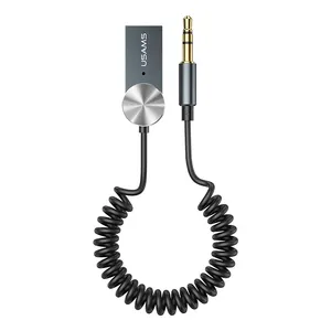 Transmissor fm usams 2022 para carro, transmissor e receptor de áudio sem fio auxiliar, 3.5mm para carro, transmissor bt 5.0