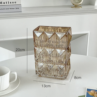 Vase en verre cristal simple style Ins, vente en gros, pour arrangement floral hydroponique de salon, décoration au design raffiné