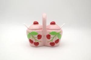 Service à thé rétro <span class=keywords><strong>rose</strong></span> en céramique pour une personne, théière et tasse en porcelaine avec relief cerise 3D, ensemble <span class=keywords><strong>vintage</strong></span> pour le thé de l'après-midi, idéal pour un cadeau - Product Image 3