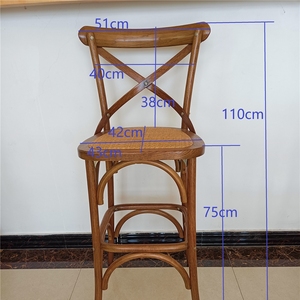 Sillas Apilables de Madera Maciza con Respaldo Cruzado Ajustable para Restaurante y <span class=keywords><strong>Bar</strong></span>, con Cojín de Ratán, Diseño Moderno, Uso Comercial, Base de Metal, Venta al Por Mayor - Product Image 2