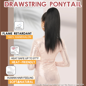 Extensions de cheveux synthétiques Julianna Futura Fiber, queue de cheval à cordon, style court Yaki lisse, résistantes à la chaleur, 20 pouces - Product Image 2