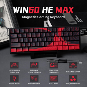 Teclado magnético con cable Aula WIN60 HE Max 60% con actuación ajustable, interruptores de efecto Hall de 8000Hz, intercambio en caliente para juegos FPS - Product Image 2