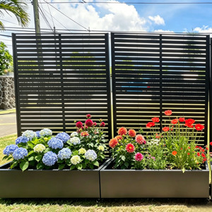Outdoor Garden Galvanized Steel Raised Garden Bed 2-in-1 <b>Planter</b> Box with Drainage Holes & Privacy Screen - Product Image 2