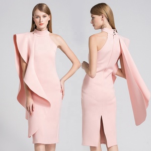 2018 verano Mujer Ruffle Sexy señora elegante <span class=keywords><strong>vestidos</strong></span> de fiesta Rosa mujer Casual ceñido <span class=keywords><strong>al</strong></span> <span class=keywords><strong>cuerpo</strong></span> vestido - Product Image 2