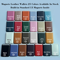 Dompet Ponsel Kulit Premium Asli dengan Cetak Logo Kustom, Dompet Kartu Magnetik untuk iPhone