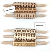 Rouleau à pâtisserie en bois personnalisé avec logo classique de Noël - Décoration multifonctionnelle pour la maison