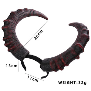 Serre-tête Halloween Diable Démon Cornes de Bélier en Polyuréthane Grand Rouge Noir Amusant Gothique Cosplay Accessoires Cheveux Fête Adulte - Product Image 3