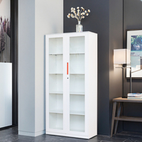 CHNSMILE Armoire de classement métallique moderne avec porte transparente, 2 tiroirs et serrure à clé, durable pour le bureau et l'école