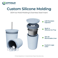 Service de surmoulage personnalisé d'inserts en silicone LSR pour composants de gobelets isothermes, moulage d'inserts en acier inoxydable 304
