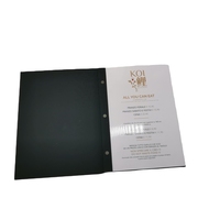 Menu en cuir PU souple de haute qualité avec logo personnalisé en or chaud et vis pour restaurant