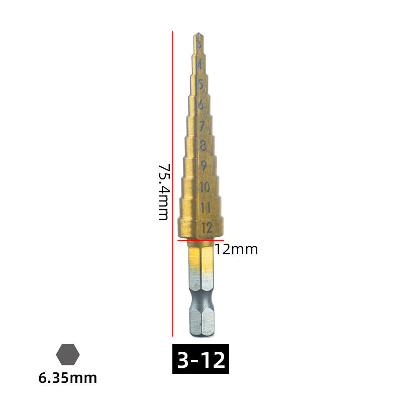 ดอกสว่านทรงเจดีย์ร่องตรงก้านหกเหลี่ยม 3-12