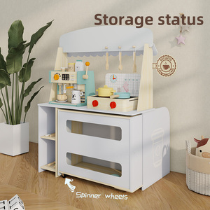 Cafetería de Juguete de <span class=keywords><strong>Madera</strong></span> COMMIKI para Niños Dos en Uno Puesto de <span class=keywords><strong>Cocina</strong></span> para Juego de Rol Desarrollo de Habilidades Sociales y Juego Imaginativo - Product Image 3
