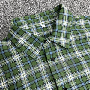 T-shirt unisexe à coupe ample personnalisée, style streetwear, imprimé à carreaux en flanelle, col boutonné, <span class=keywords><strong>vintage</strong></span>, manches longues, robe pour <span class=keywords><strong>homme</strong></span> - Product Image 3