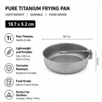 Poêle à frire en titane pur avec poignée pliable, légère, pour le camping et la randonnée en plein air