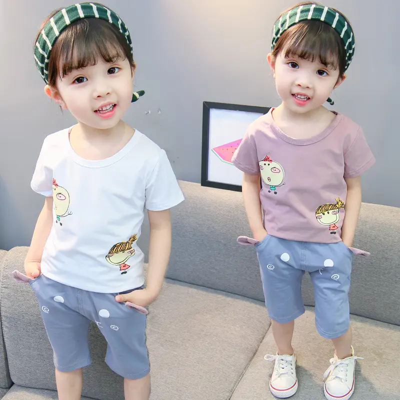 고품질 아동 의류 도매 이우 소녀 의류 세트 중국 의류 많은 어린이 착용