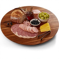Plateau tournant de rangement en bois d'acacia pour cuisine, plateau de service pour aliments et fromages