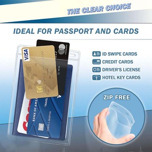 透明PVCカスタムロゴ防水再封可能ジップクリアパスポートカバープラスチック垂直IDカード名バッジホルダー - Product Image 2