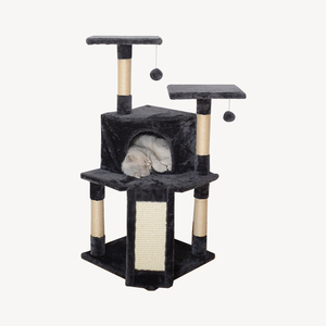 Arbre à <span class=keywords><strong>chat</strong></span> multi-niveaux avec poteau à gratter en corde de sisal de 3 mm et condo pour <span class=keywords><strong>chat</strong></span> en panneau de particules E1 pour grands chats, <span class=keywords><strong>empreinte</strong></span> compacte - Product Image 1