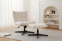 Chaises de canapé simple paresseux en velours teddy moderne Chaise de canapé de salon de luxe avec pouf