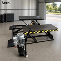 Sera 4,5 TONNES Mini-élévateur hydraulique à ciseaux à double vérin pour voitures, construction en acier inoxydable, conception à faible profondeur, levée de 1000 mm