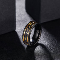 Bague en tungstène classique Tempusort, noire, pour homme, bijoux de couple, bord martelé, plaqué or météorite, alliances
