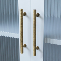 Poignées et boutons de meubles en laiton martelé, poignées de meubles en bronze, ensemble de barres de tirage architecturales symétriques pour entrée