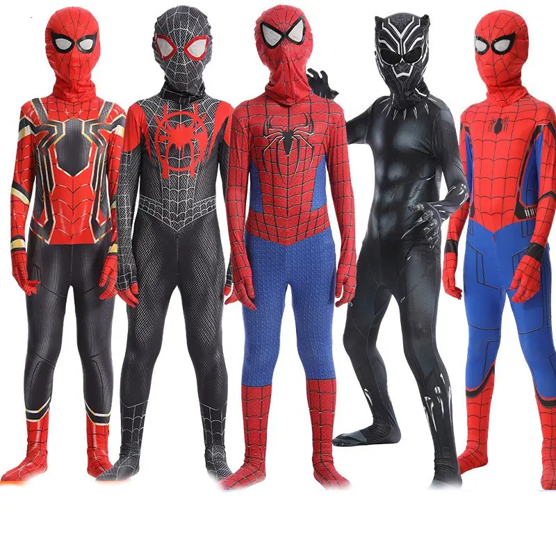 Children Costume Spandex Tight Jumpsuit Bodysuit Kids Party Boy Cosplay Costume With Mask