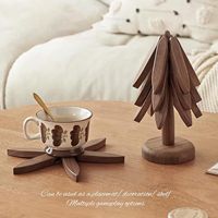Sous-plats en bois avec supports pour tasses en forme de moulin à vent, résistants à la chaleur, écologiques, non toxiques, résistants à l'huile, plateau de rangement pour bols et théières
