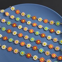 Collier ras-de-cou en acier inoxydable émaillé coloré plaqué or, motif marguerite et tournesol, avec chaîne à maillons, cadeau de mariage