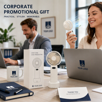 Ventilateur portable rechargeable USB 1200 mAh, 5 vitesses, affichage numérique, mini ventilateur de bureau pour l'été, les voyages, le bureau, cadeau, logo personnalisé