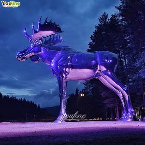 विशाल आकार का दर्पण पॉलिश वन्यजीव पशु मूर्तिकला स्टेनलेस स्टील मूज़ प्रतिमा - Product Image 4