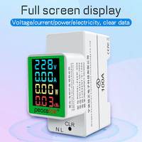 Medidor de CA monofásico tipo riel de 100A, 220V, 110V, V, voltaje Cuatro en Uno, energía, corriente, instrumento de monitoreo de factor de potencia