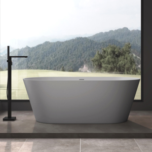 Baignoire en surface solide pour projet hôtelier, avec drain et trop-plein, pour baignoires isolantes thermiquement gris clair et hôtels - Product Image 4
