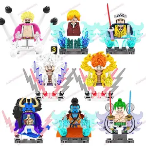 TP1007 Karikatur japanische Anime Zoro Nika Luffy Gear 5 Sanji Jinbe Kinder Plastik-Baustein-Figuren-Spielzeug zusammenbauen