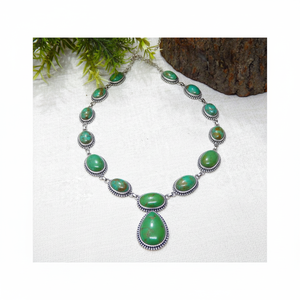 925 Sterling <b>Silver</b> Turquoise <b>Necklace</b> for Women Handmade Natural Blue Turquoise Gemstone <b>Diamond</b>-Embellished Gift for Her - Product Image 1