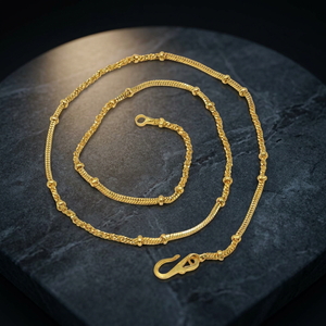 Colliers en chaîne serpent plaqués or 14K, 18K, 24K en gros avec accents perlés, colliers chaîne tendance, design de chaîne moderne. - Product Image 3