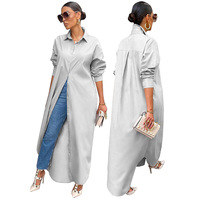Nouvel arrivage de manteau chemise à manches longues de couleur unie pour femmes élégant manteau de chemise ample à la mode pour femmes