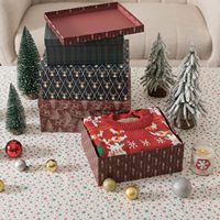 Boîtes de Noël festives en carton pour cadeaux, emballage décoratif en vrac pour la décoration saisonnière