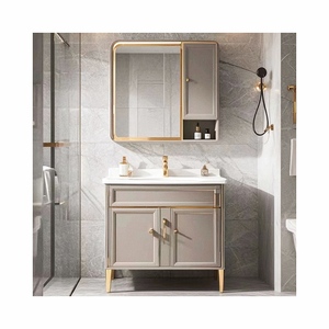 <span class=keywords><strong>Homedee</strong></span> Meuble sous-vasque de salle de bain sur pied en chêne foncé de grande taille du Vietnam - Product Image 4